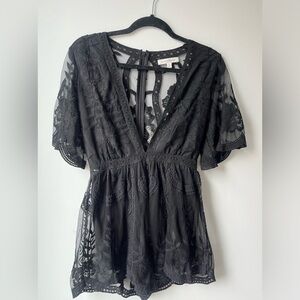 Honey punch lace romper